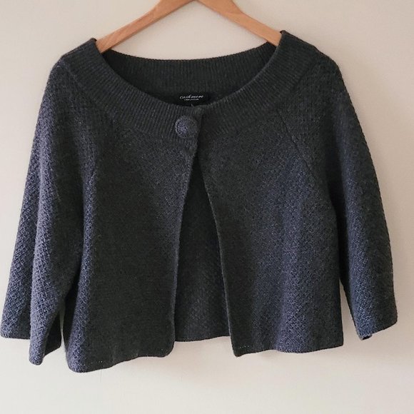 Lord & Taylor Sweaters - Lord and Taylor Dark Gray Cashmere Cropped Swing Cardigan Sweater L